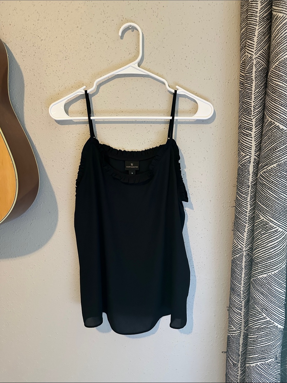 Worthington Black Ruffle-Trim Camisole